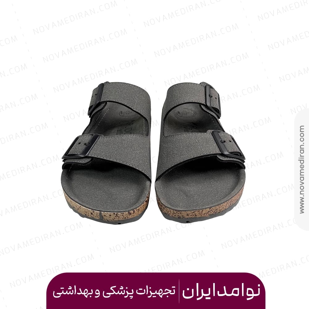صندل طبی زنانه پاتکان طب مدل Rudo Flex رنگ طوسی — تصویر ۲
