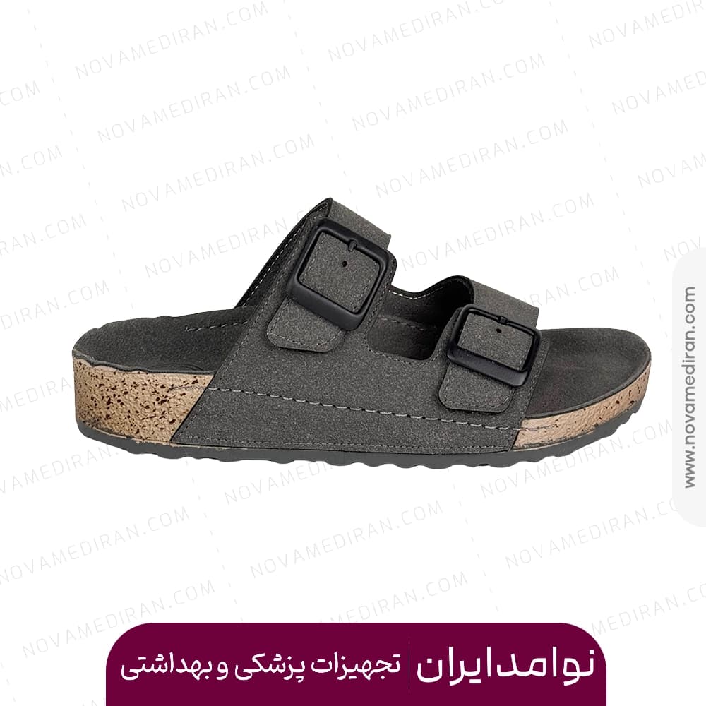 صندل طبی زنانه پاتکان طب مدل Rudo Flex رنگ طوسی — تصویر ۴