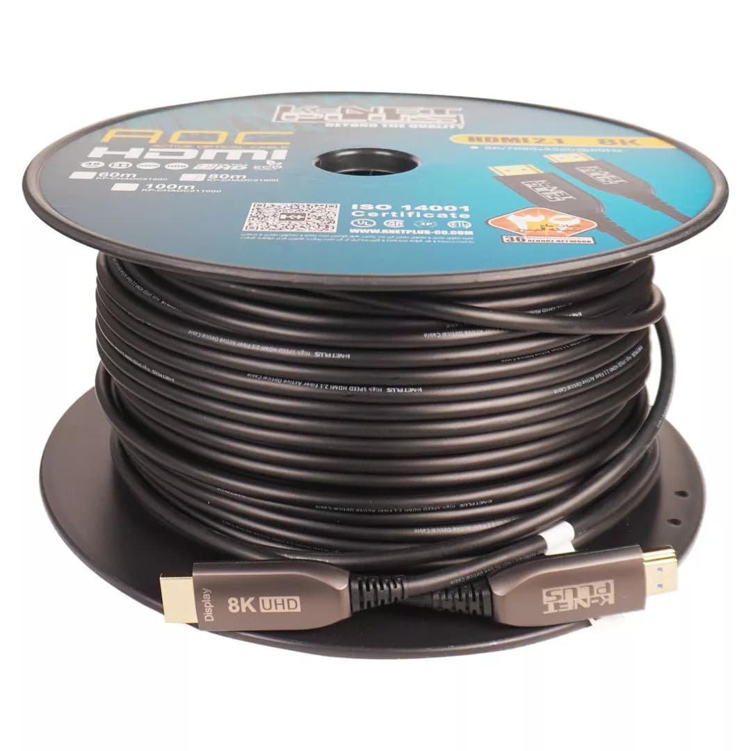 کابل 2.1 HDMI فیبر نوری کی نت پلاس 80 متری KP-A165 — تصویر ۲