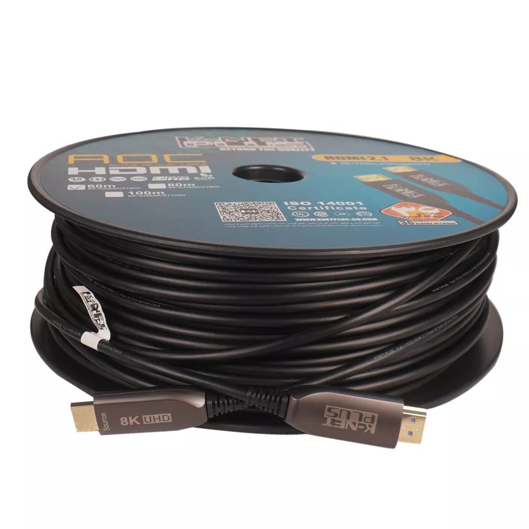 کابل 2.1 HDMI فیبر نوری کی نت پلاس 60 متری KP-A164 — تصویر ۲