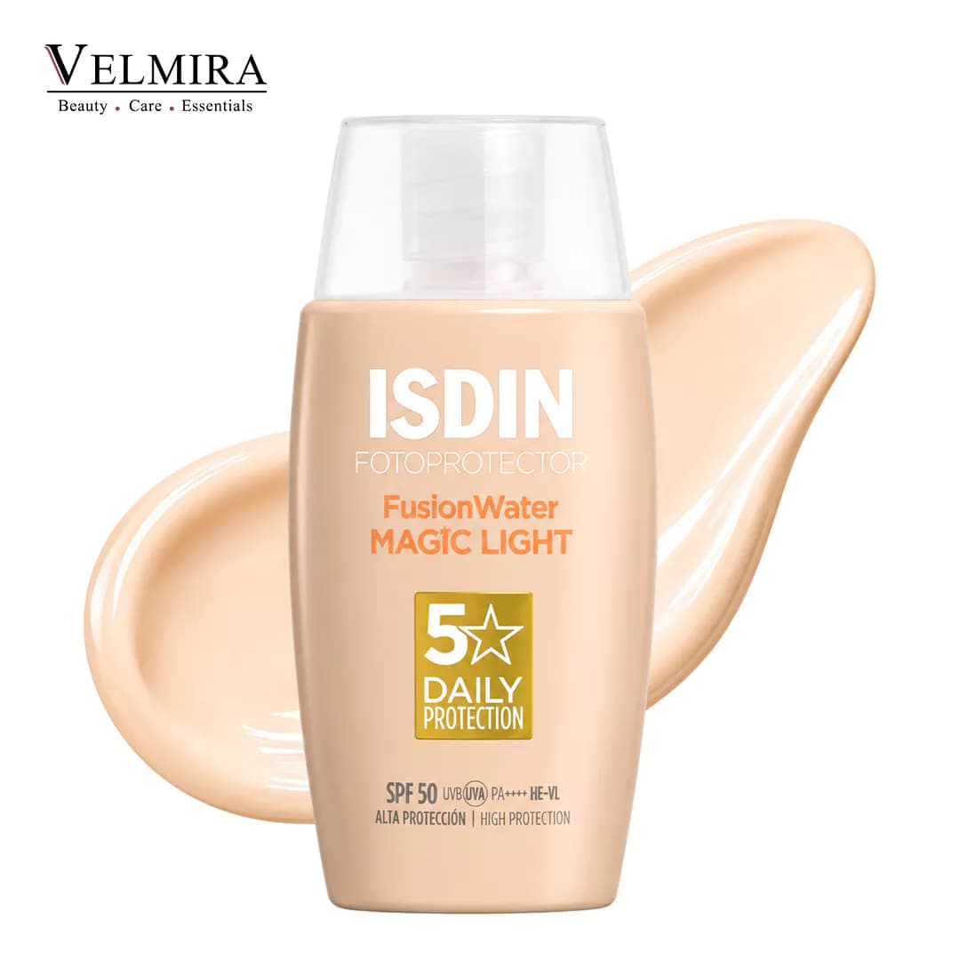 ضد آفتاب رنگی ایزدین (ISDIN) مدل فیوژن واتر مجیک لایت SPF50 حجم ۵۰ میلیلیتر
