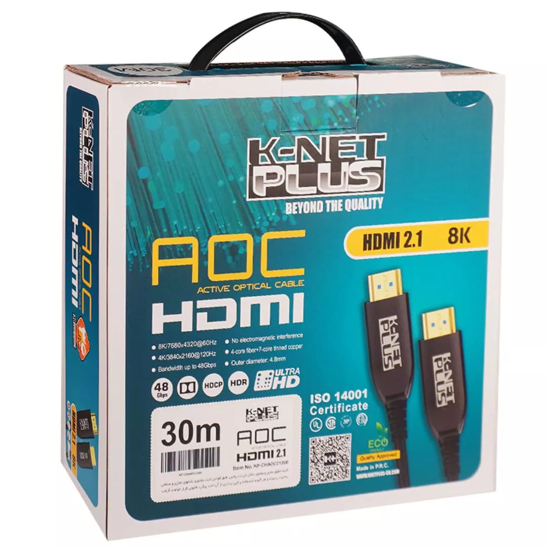 کابل 2.1 HDMI فیبر نوری کی نت پلاس 30 متری KP-A161 — تصویر ۵