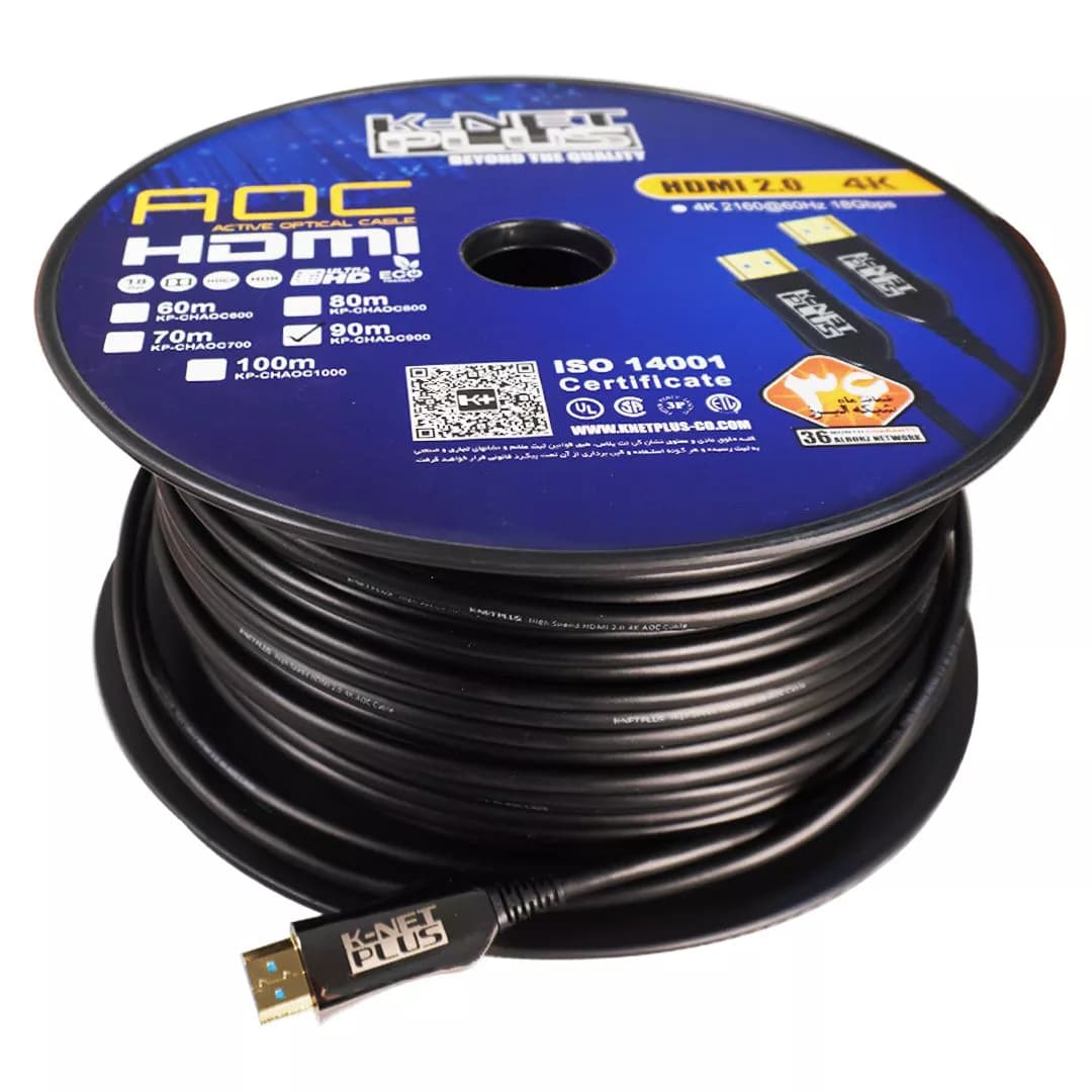 کابل 2.0 HDMI فیبر نوری کی نت پلاس 90 متری KP-A151 — تصویر ۴