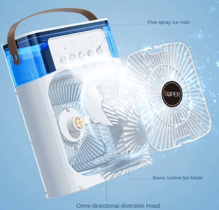 مینی کولر رومیزی مه پاش مدل Mini Cooling Fan RGB سایز بزرگ — تصویر ۴