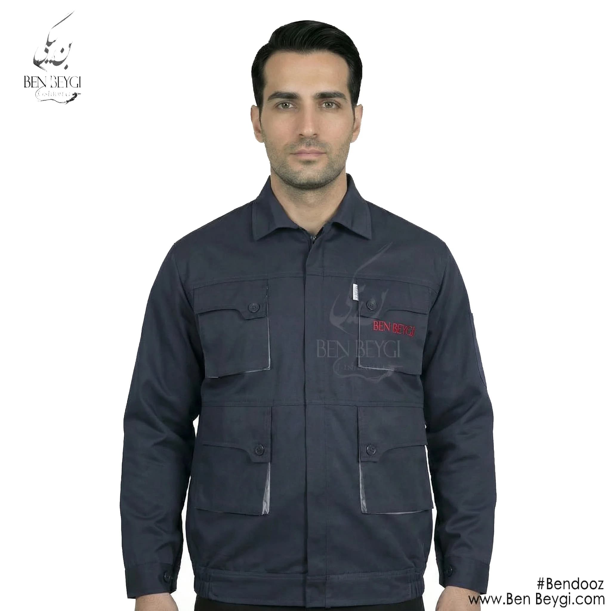 کاپشن کار مهندسی با شلوار پارچه کجراه دل یقه دار چهار جیب رنگ طوسی کد 25468