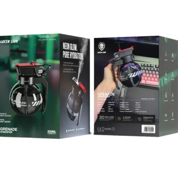 خوشبو کننده و رطوبت ساز طرح نارنجک گرین لاین Green Lion Grenade Humidifier 500mL GL-HU11 — تصویر ۳
