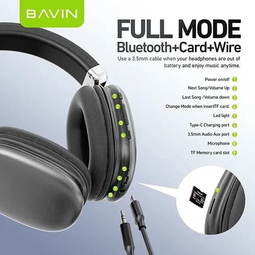 هدفون بلوتوث باوین Bavin BH-55 — تصویر ۴