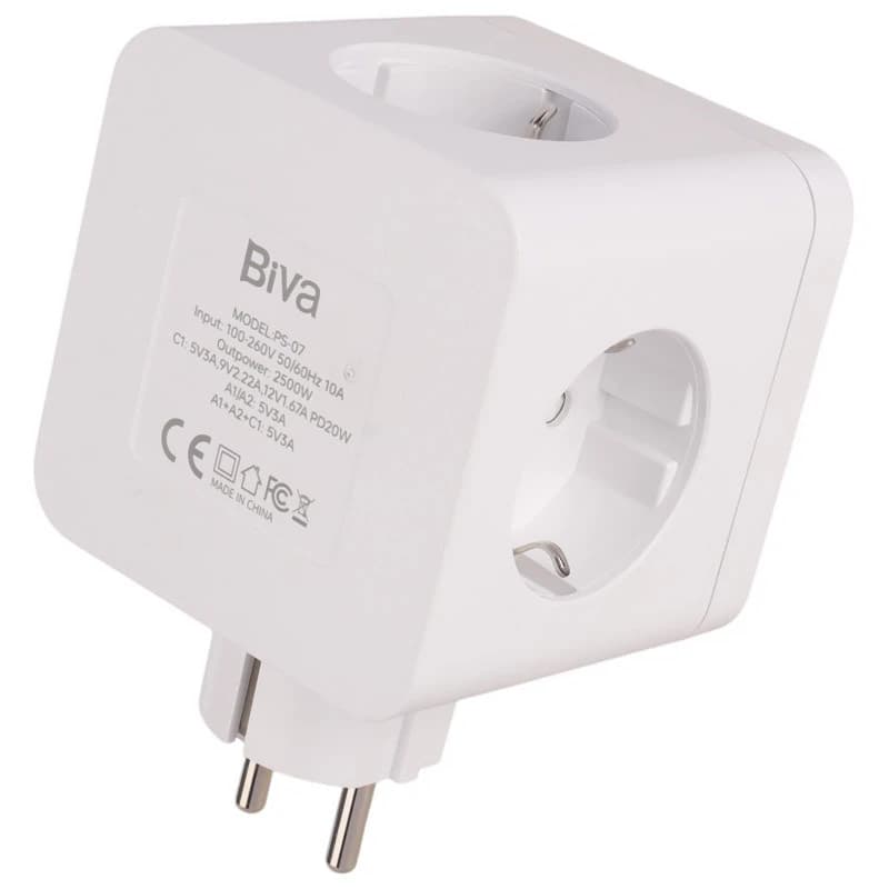 چند راهی برق و شارژر بیوا Biva PS-07 Power Strip دارای 3 پورت — تصویر ۲