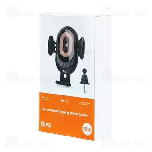 هولدر و شارژر وایرلس دریچه کولری بیوا Biva BH-29 Car Wireless Charging Phone Holder توان 15 وات — تصویر ۴