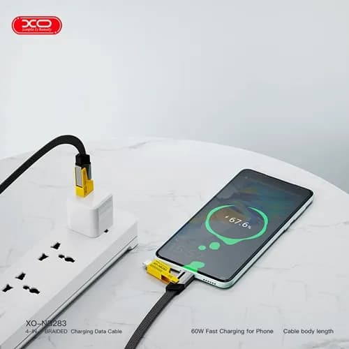 کابل انتقال داده 4 در 1 ایکس او XO NB283 4 in1 Braided flat cable — تصویر ۴