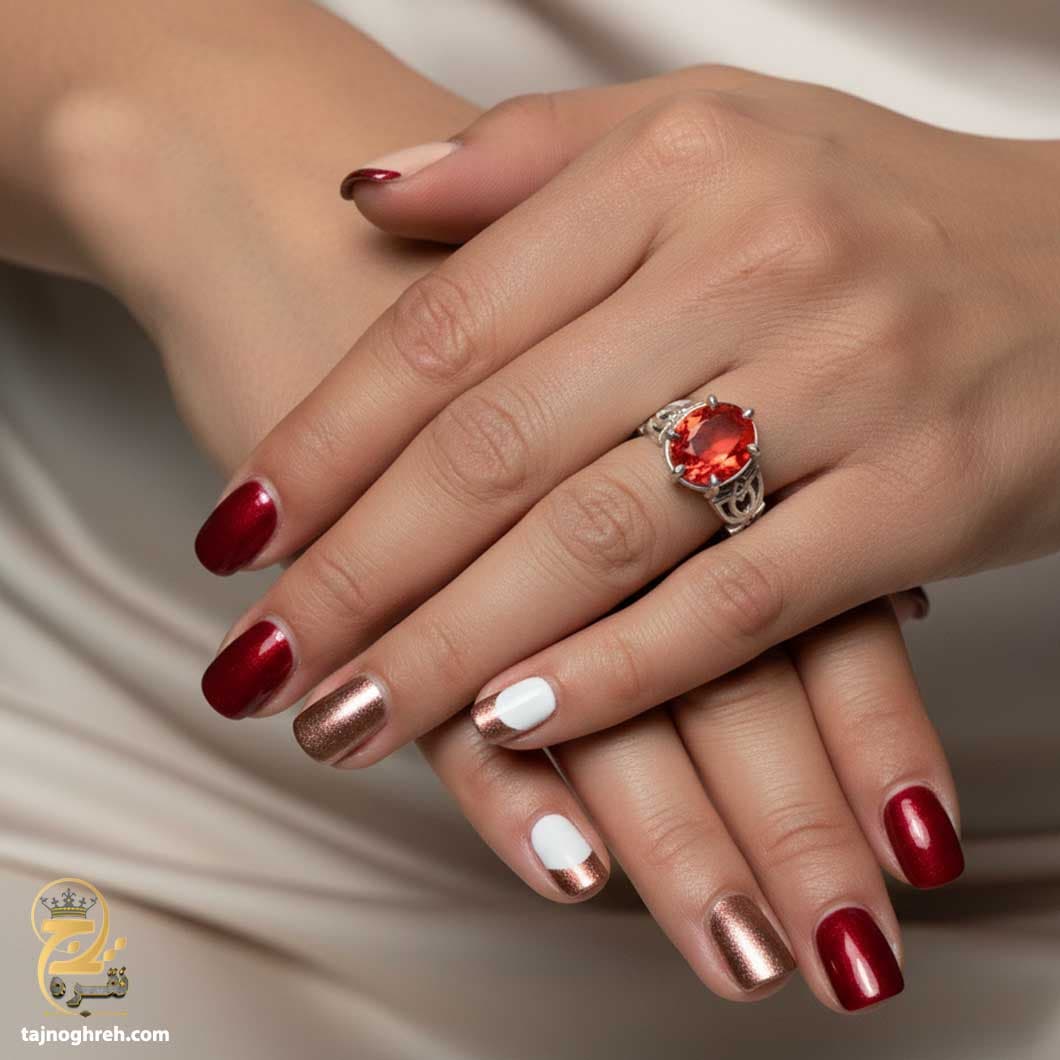 انگشتر نقره زنانه نگین دار طرح گلبرگ مدل RSW F29 — تصویر ۷