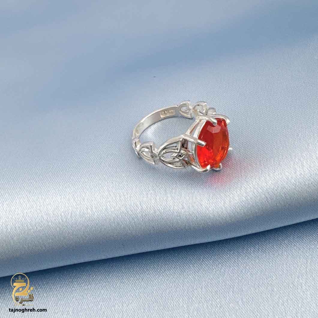 انگشتر نقره زنانه نگین دار طرح گلبرگ مدل RSW F29 — تصویر ۴
