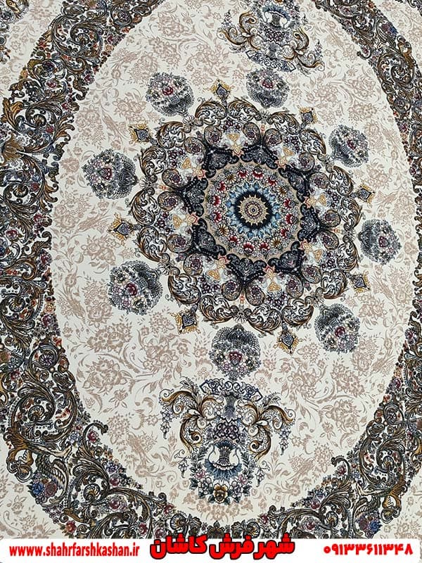 فرش 1500 شانه فرانسوی تراکم 4500 زمینه کرم — تصویر ۲