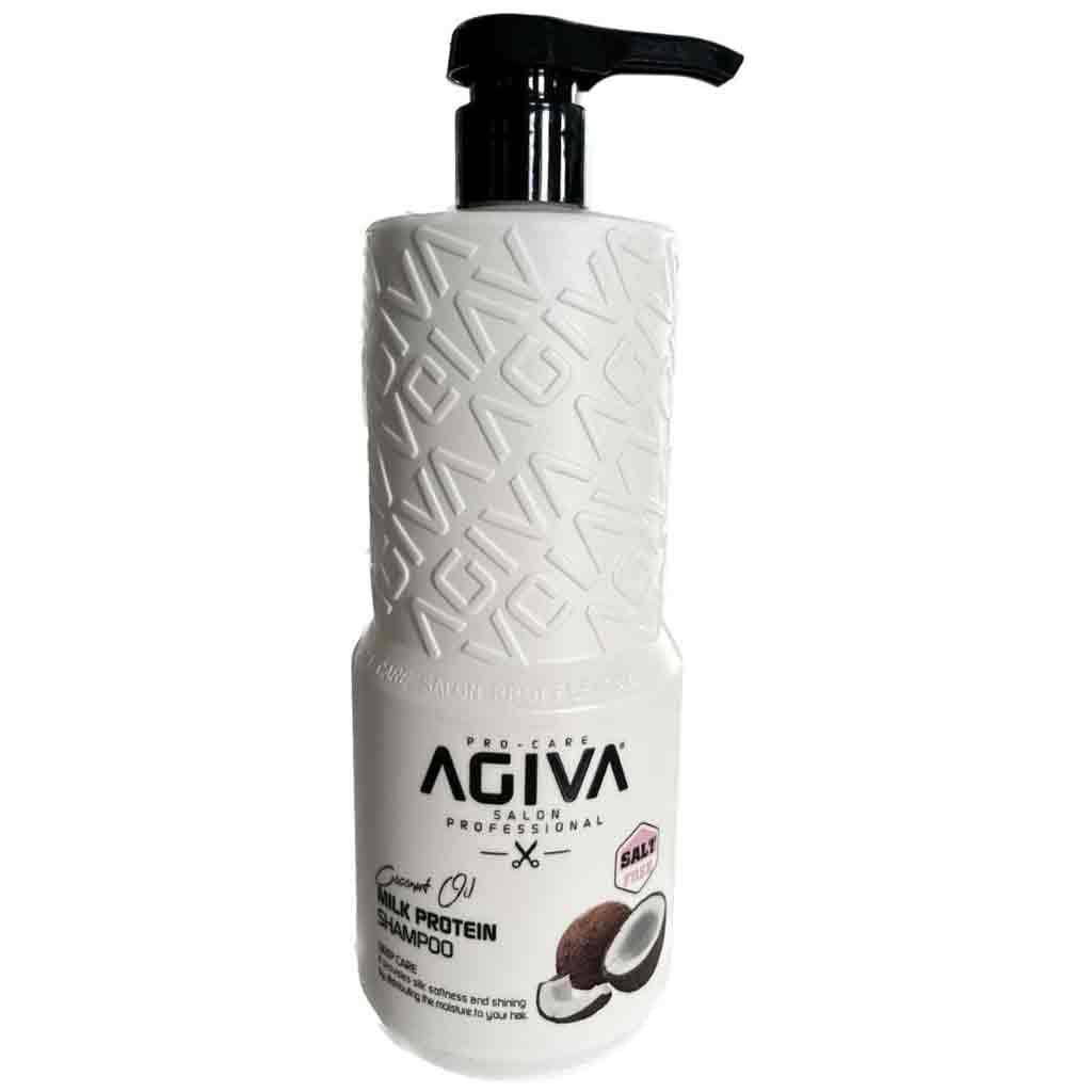 شامپو سر بدون نمک آگیوا Agiva Milk Protein حاوی روغن نارگیل و پروتئین شیر 800 میل