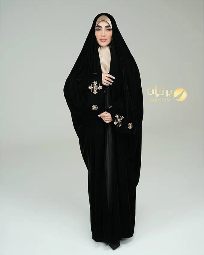 چادر عربی اشرافی مخمل کتیبه الهام طلایی