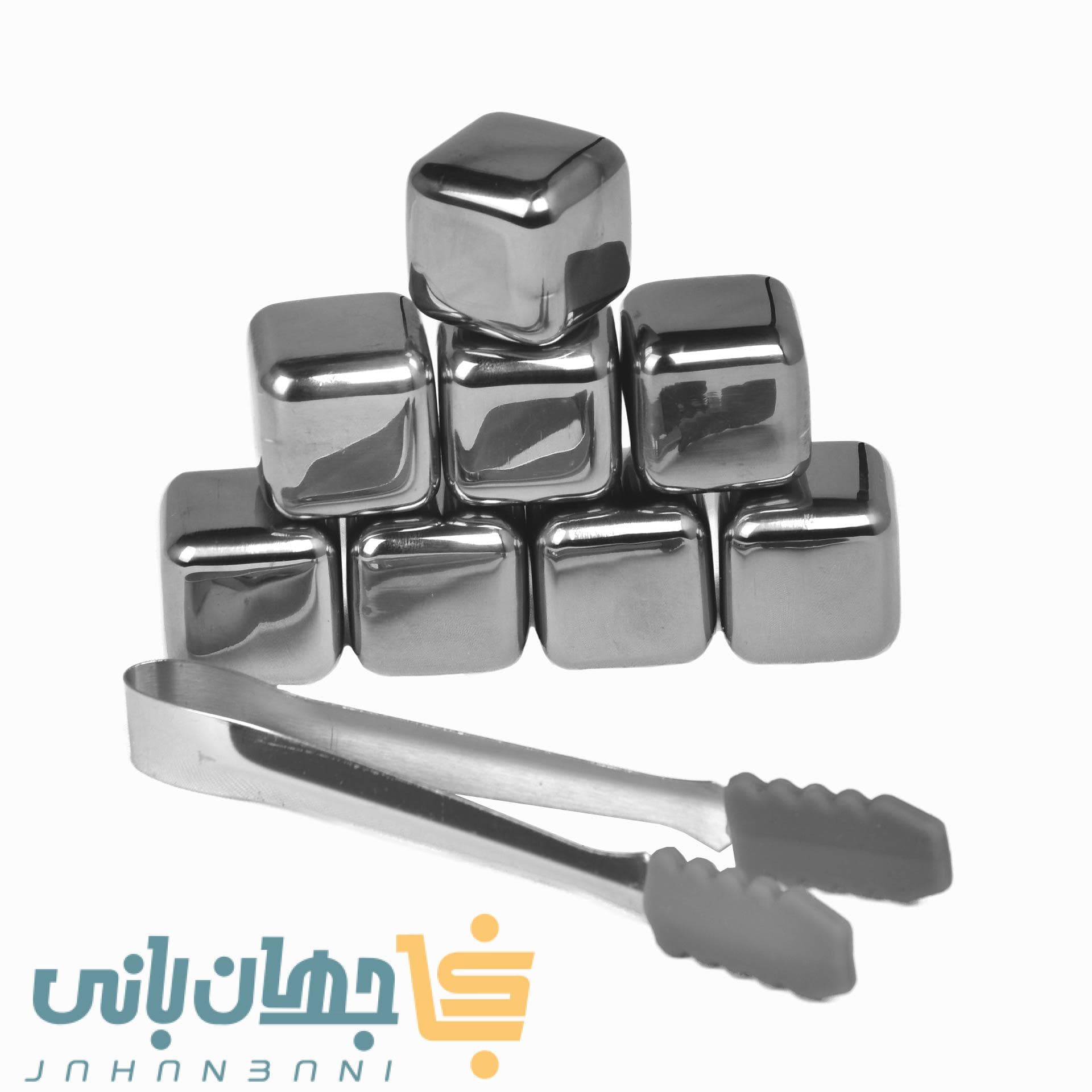 یخ مصنوعی استیل نقره ای و طلایی 6 عددی با انبر یونیک لایف — تصویر ۴