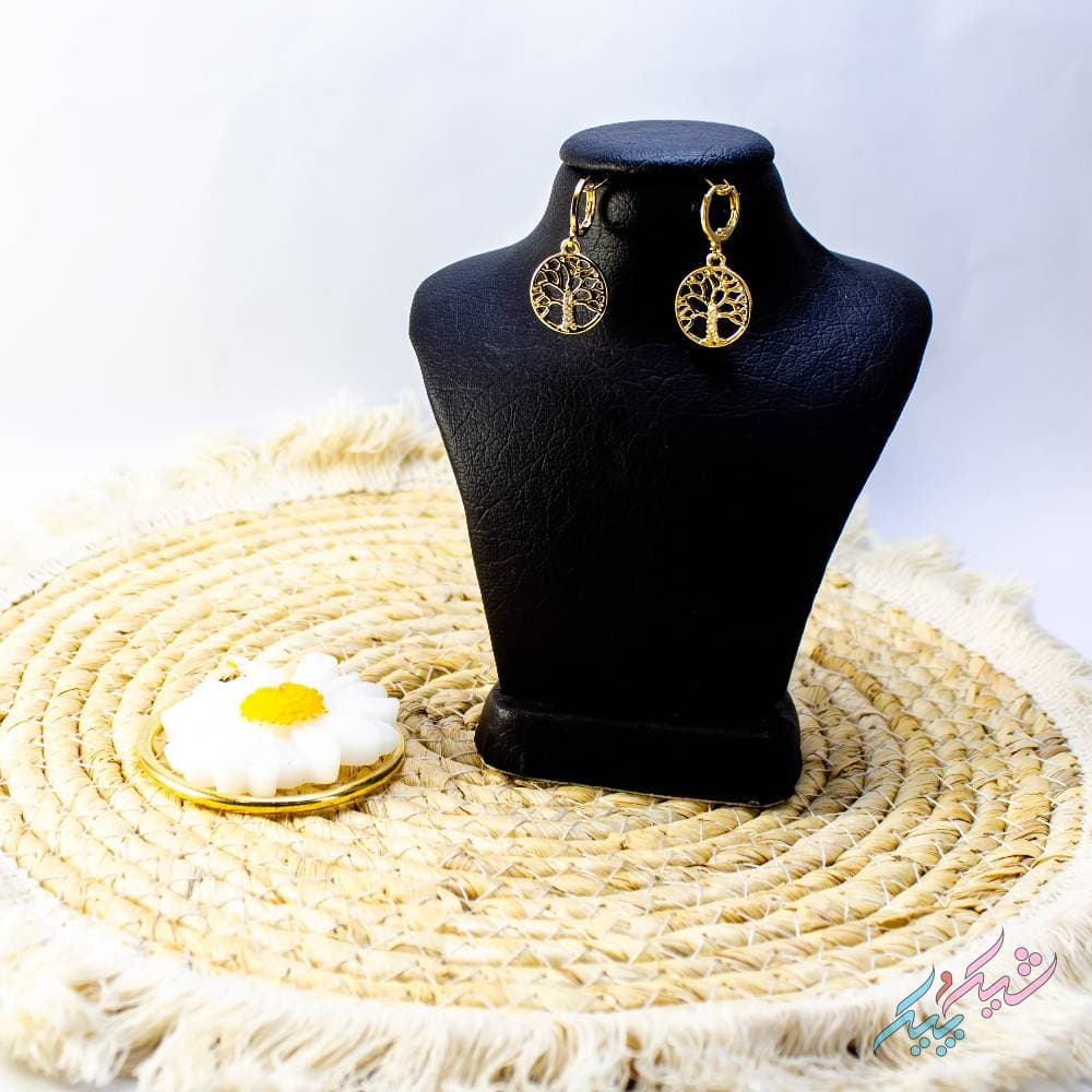 گوشواره طرح درخت زندگی نگین دار