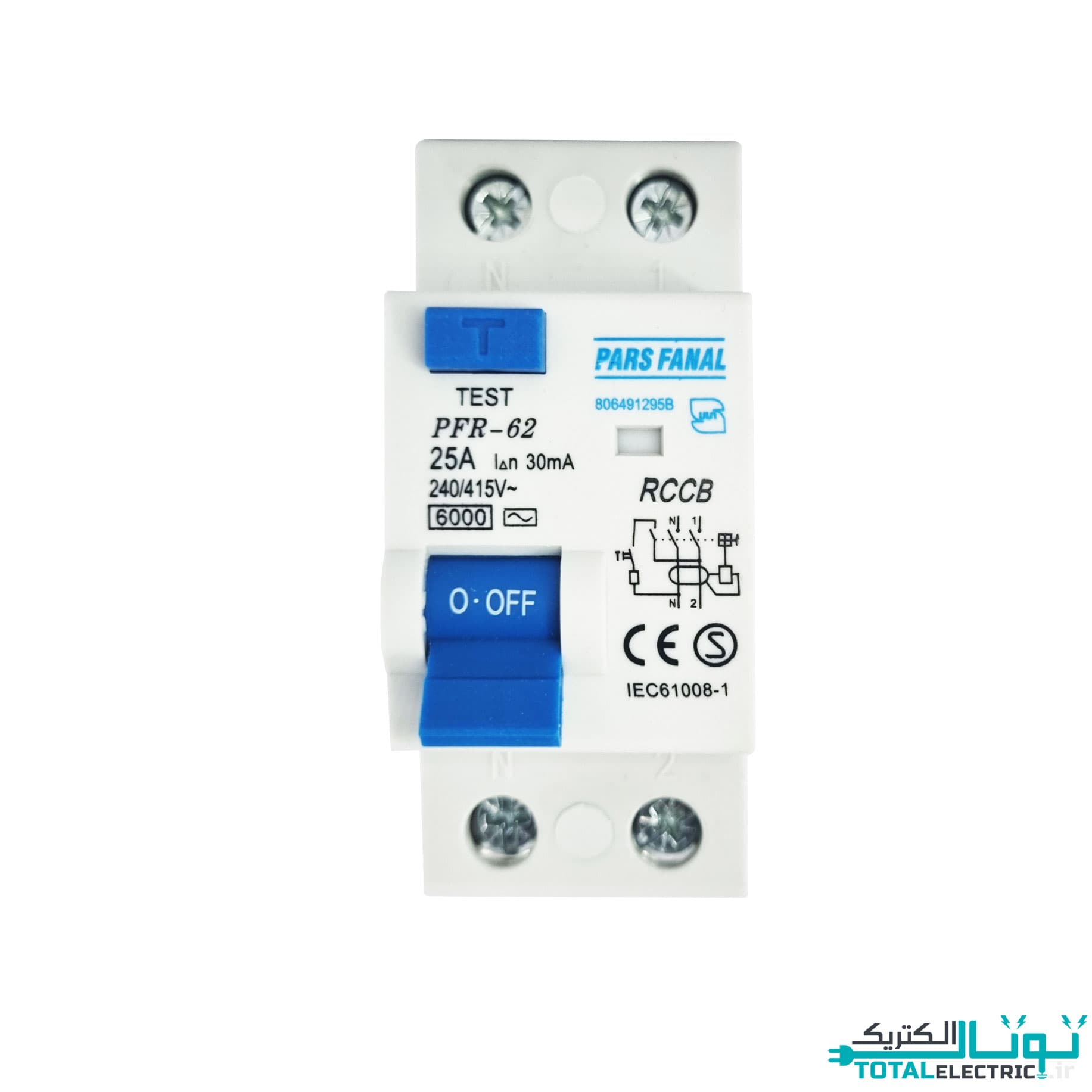 کلید محافظ جان دو پل 25 آمپر پارس فانال مدل PFR-2P 30mA — تصویر ۳