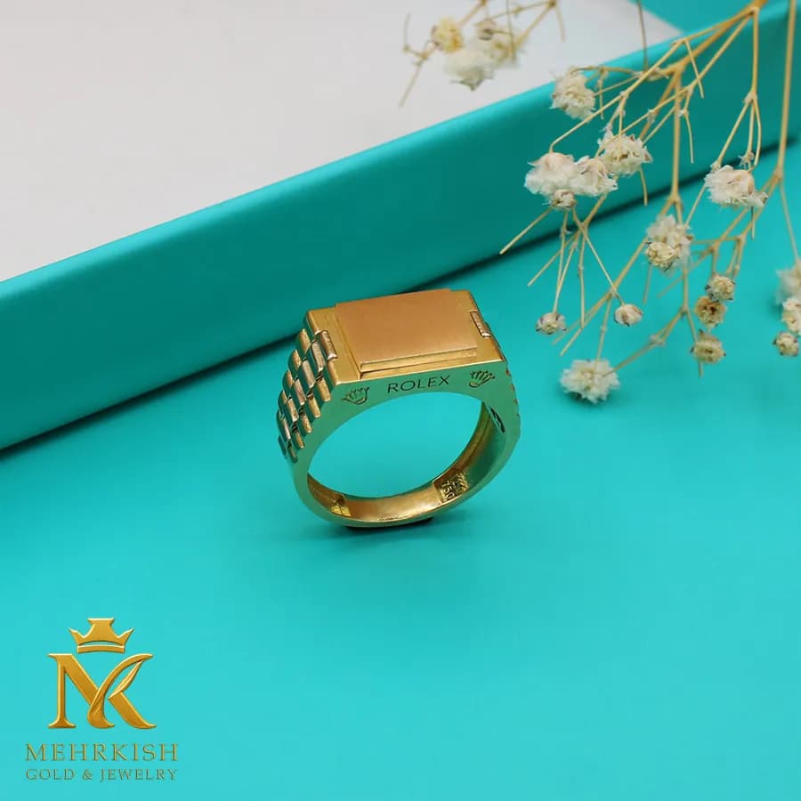 انگشتر طلا مردانه رولکس کد 7771 — تصویر ۲