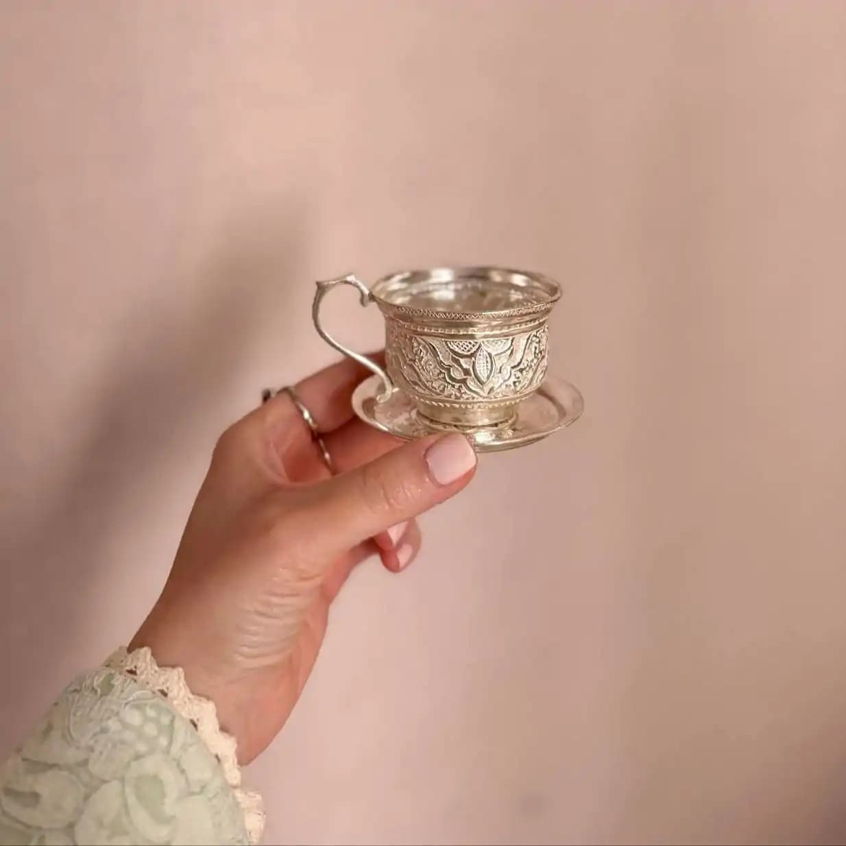 ست فنجان و نعلبکی قهوه خوری قلم اسلیمی — تصویر ۵
