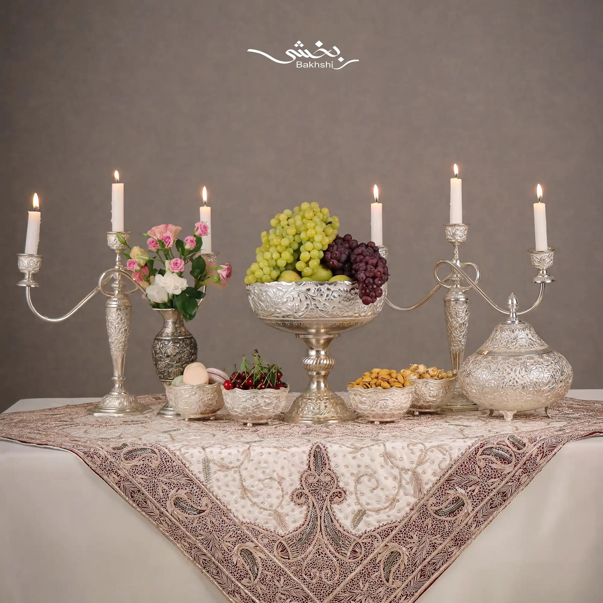 کاسه پایه گلوله ای گل برجسته شش عددی — تصویر ۴