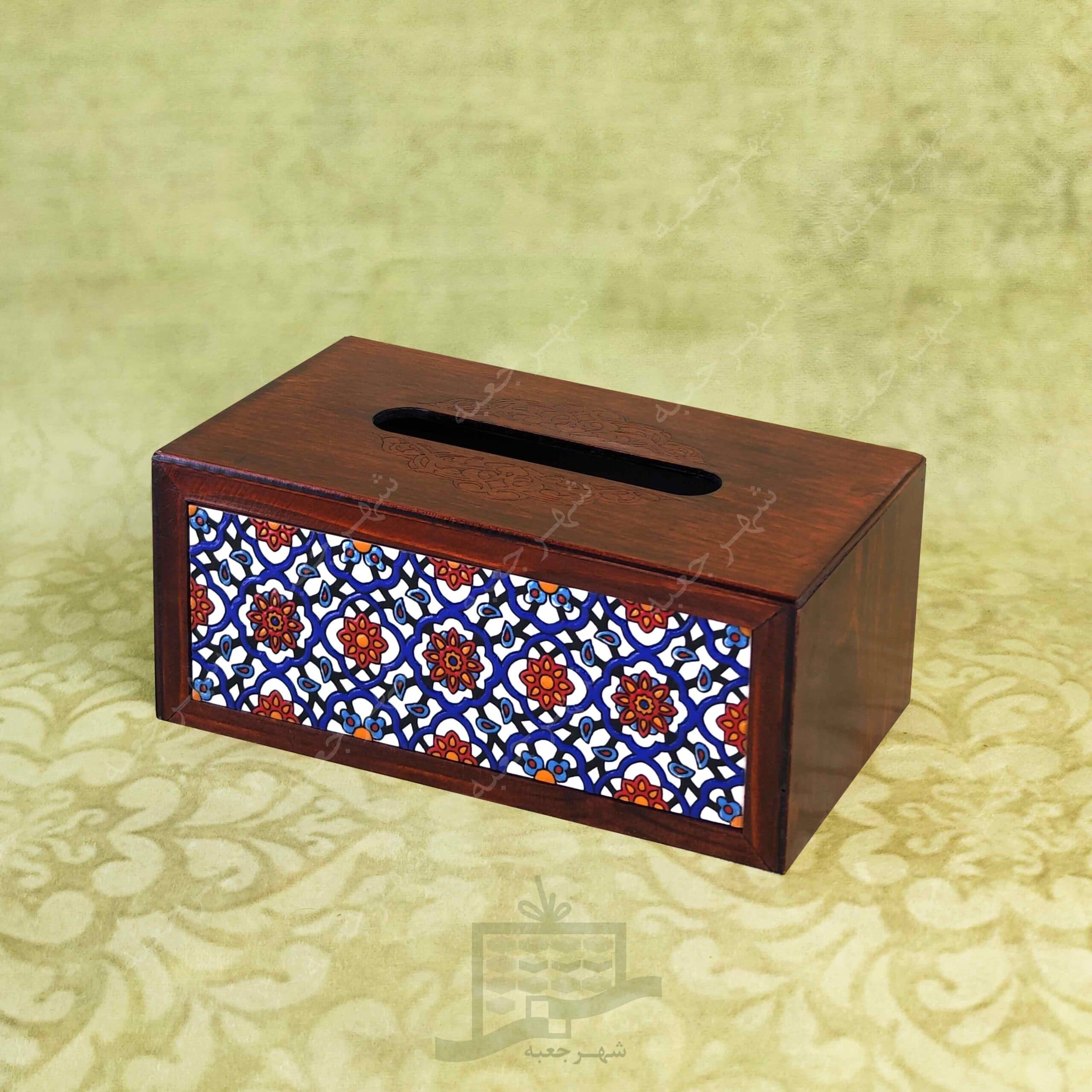 جعبه دستمال کاغذی چوبی (طرح B6)-جای دستمال کاغذی فانتزی و شیک،سنتی،کاشی