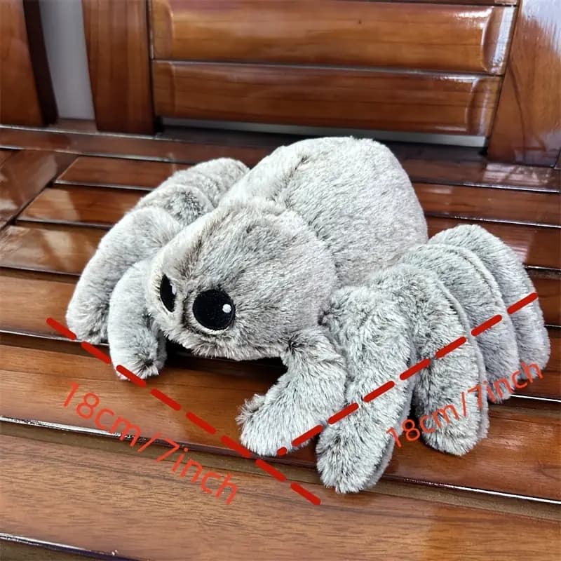 عروسک پولیشی عنکبوتی خاکستری کرکی و نرم — تصویر ۳