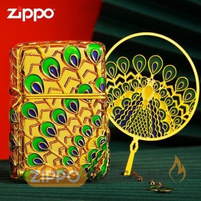 زیپو اصل مدل طاووس zippo peacock