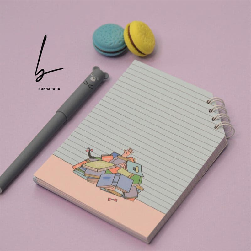 دفترچه فانتزی A6 اسمارتیز فنر از گوشه طرح کتاب — تصویر ۲