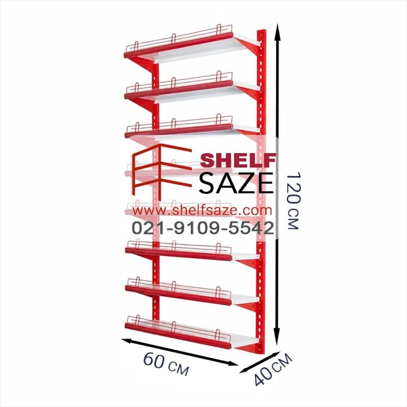 قفسه دیواری سوپری 8 طبقه سایز 60*40 ارتفاع 120 سانتیمتر — تصویر ۲