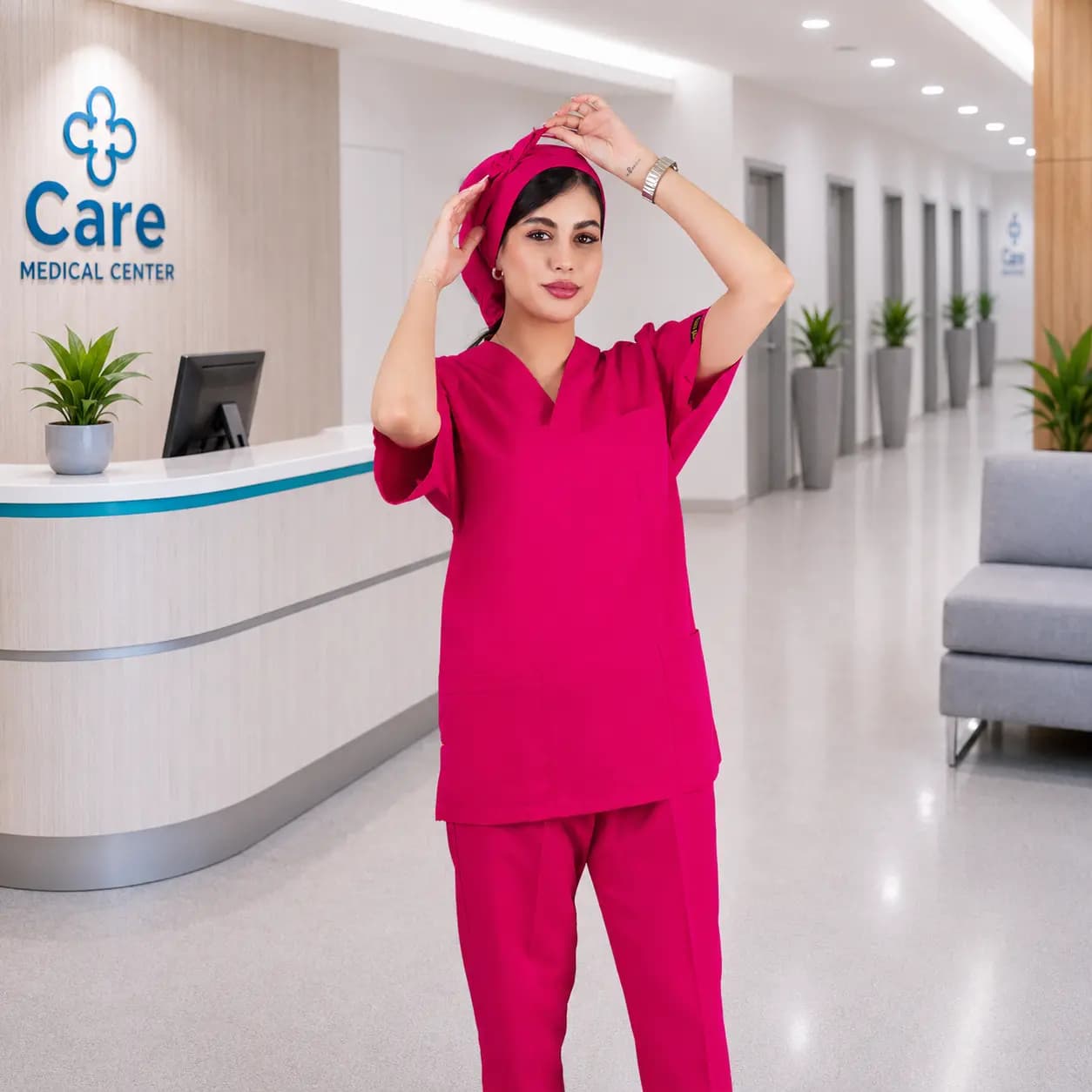 اسکراب شلوار برند سینوهه مدل(Cizgi Medical) سرخابی — تصویر ۳