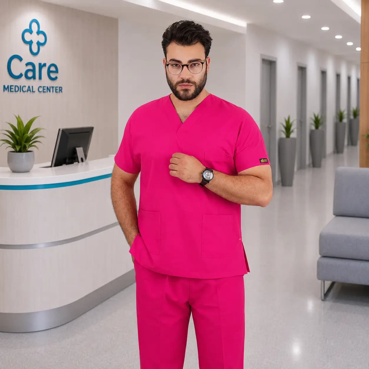 اسکراب شلوار برند سینوهه مدل(Cizgi Medical) سرخابی — تصویر ۴