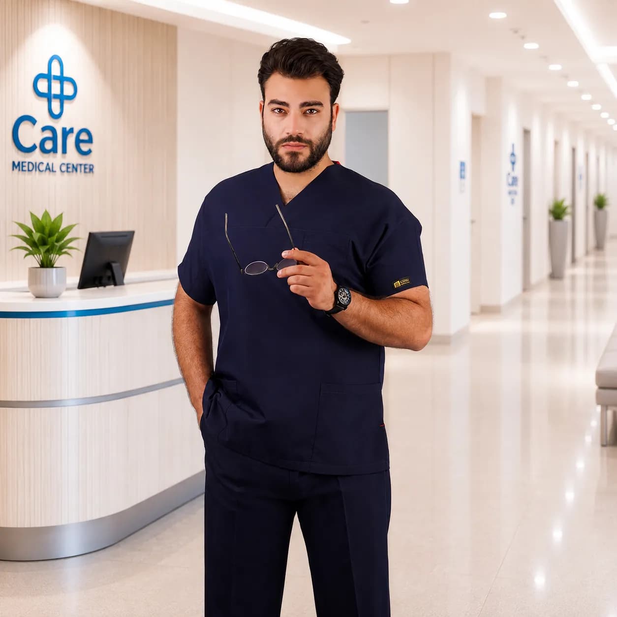 اسکراب شلوار برند سینوهه مدل(Cizgi Medical) سرمهای — تصویر ۳