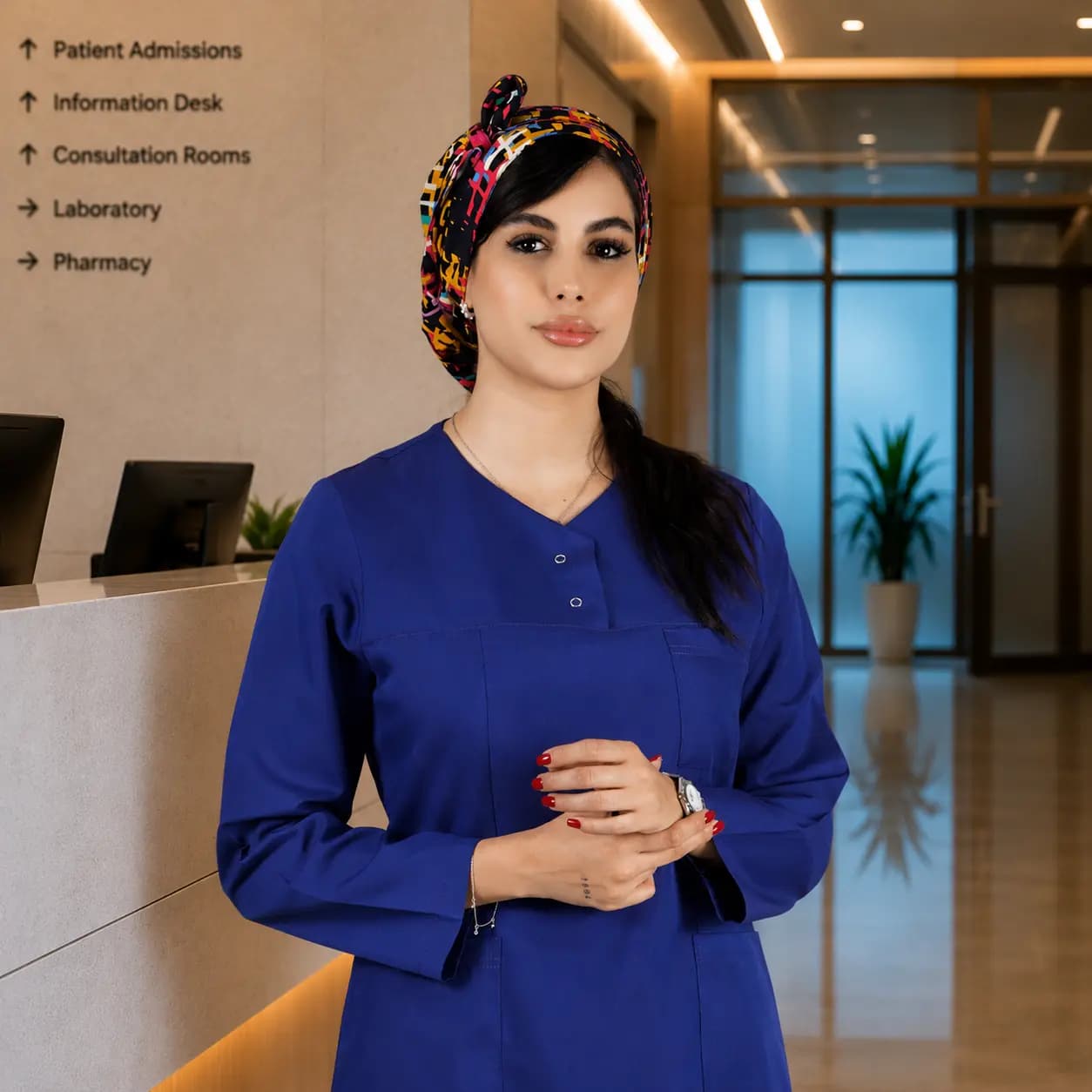 تونیک شلوار برند سینوهه مدل (Cizgi Medical) آبی کاربنی — تصویر ۳