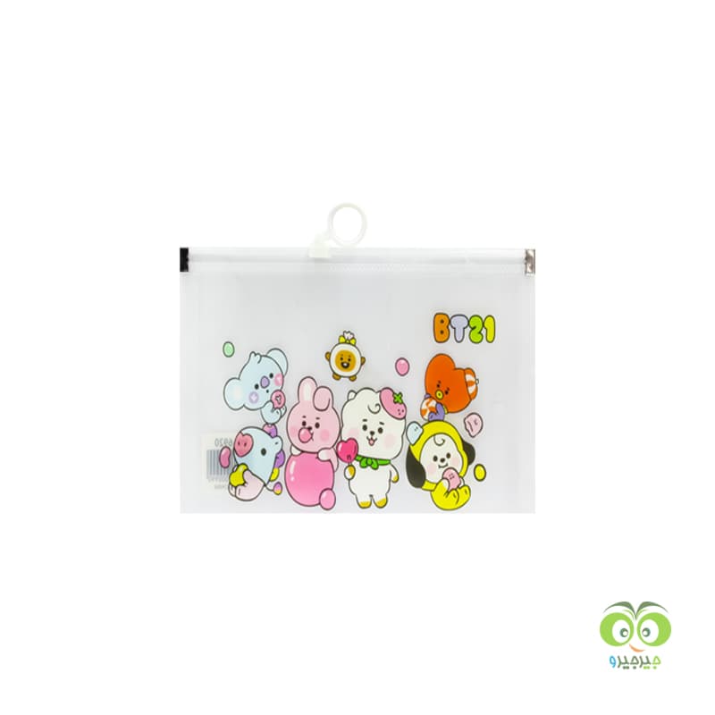 پاکت زیپی A5 طلقی فانتزی طرح BT21