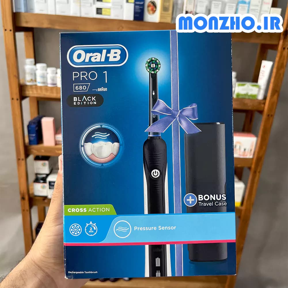 مسواک برقی اورال بی مدل PRO1 680 BLACK EDITION + کیف مسافرتی — تصویر ۷