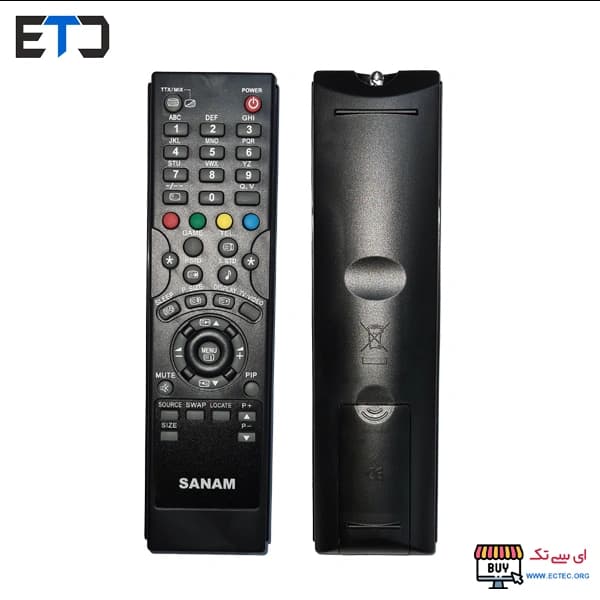 ریموت کنترل تلویزیون T200 صنام SANAM پشت مشکی — تصویر ۲