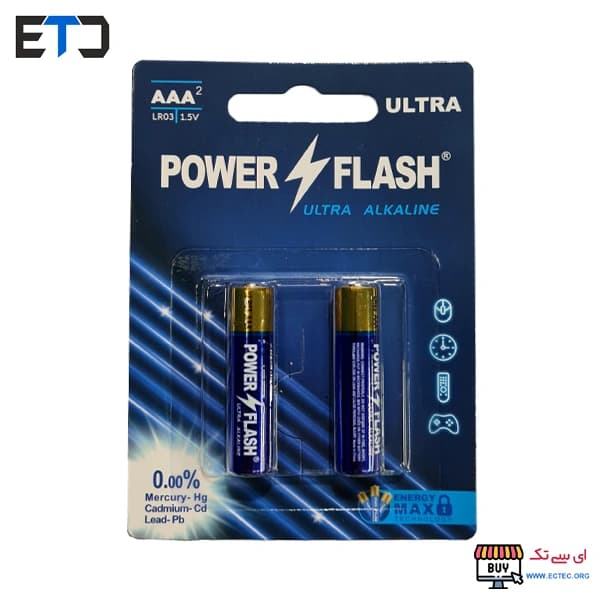 باتری نیم قلمی کارتی ULTRA ALKALINE پاور فلش POWER FLASH — تصویر ۲