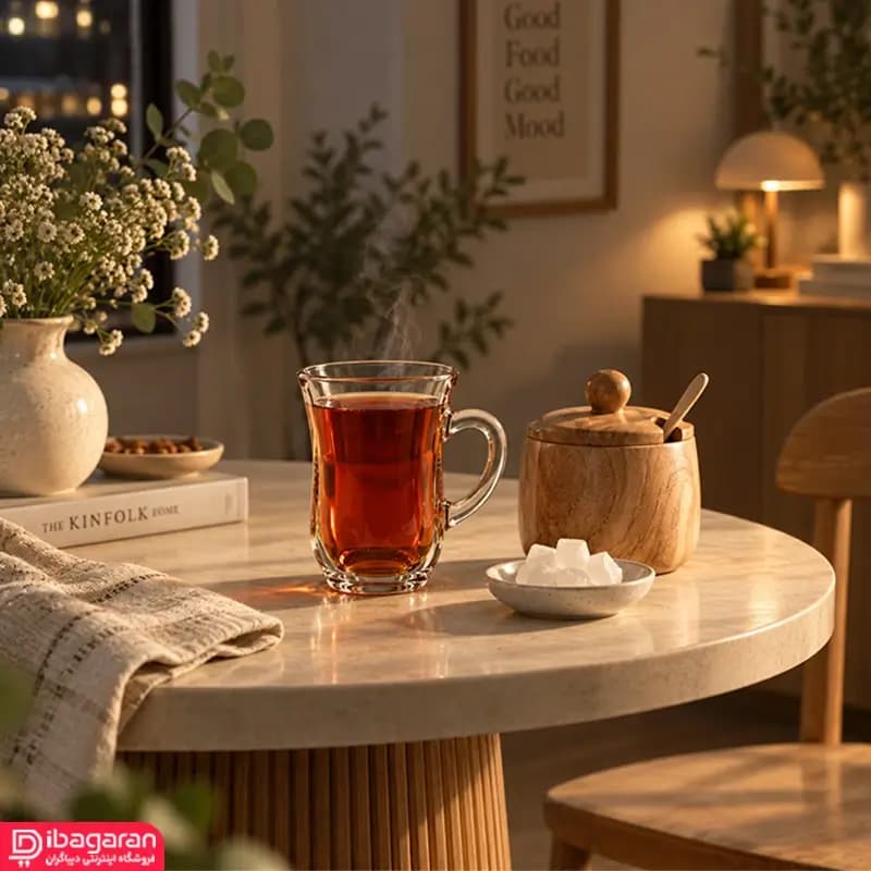استکان کمر باریک دسته دار پاشاباغچه مدل کی اف 55411 — تصویر ۸