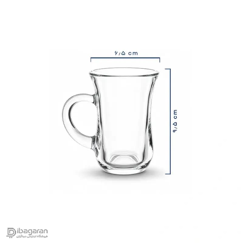 استکان کمر باریک دسته دار پاشاباغچه مدل کی اف 55411 — تصویر ۳