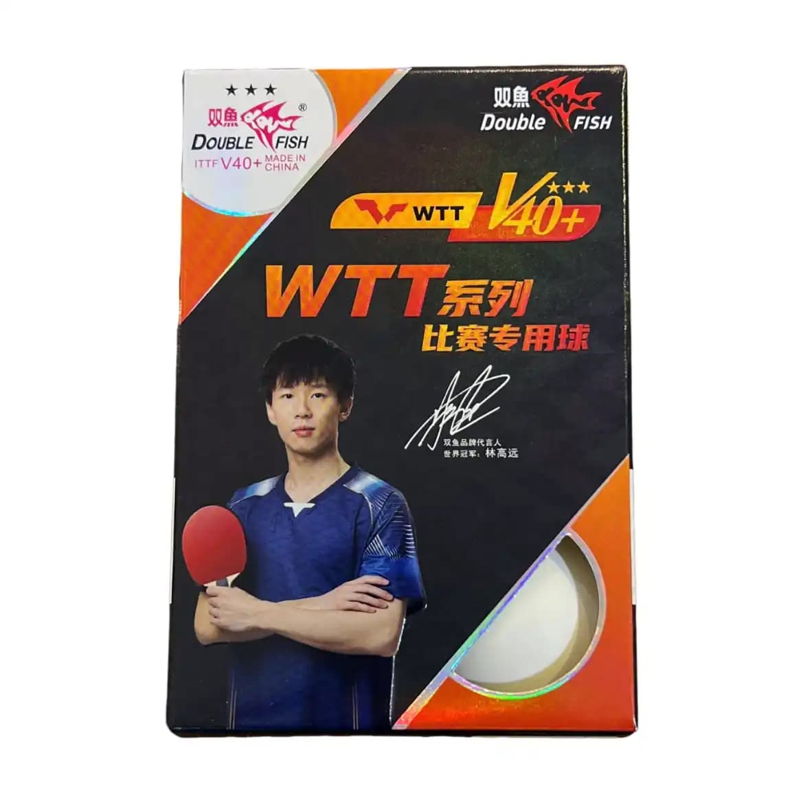 توپ دبل فیش سه ستاره WTT شاخدار V40+ بسته بندی 6 عددی — تصویر ۲
