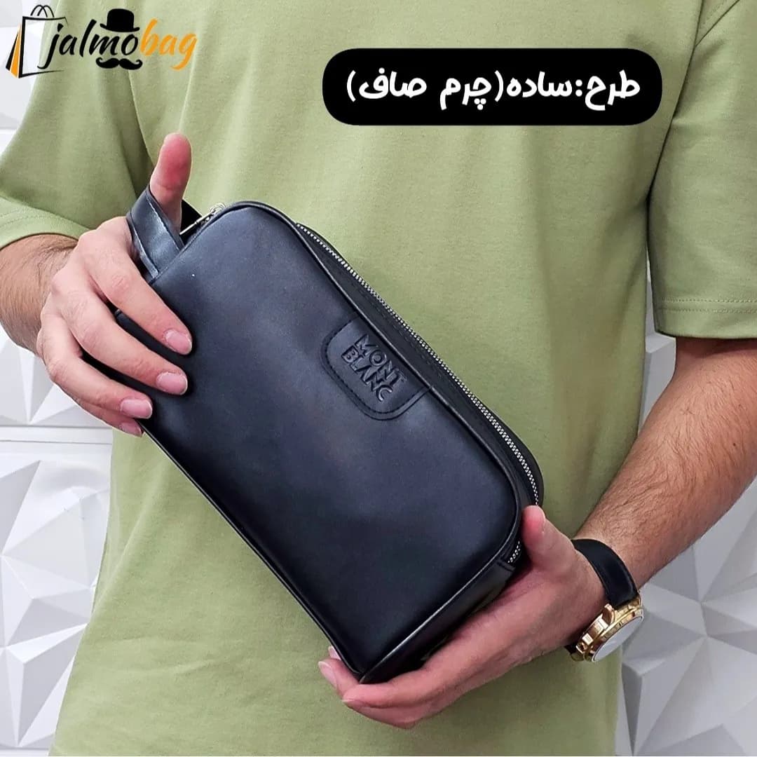 کیف دستی مردانه چرم صنعتی دو خانه مدل شوزبگ — تصویر ۲
