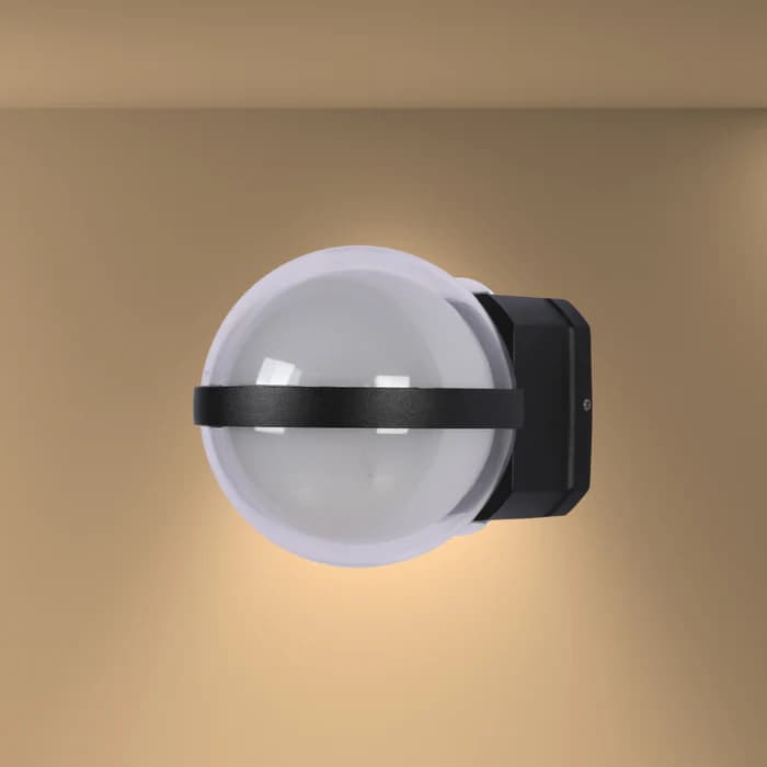 چراغ ديوارى گرد گویی گلس دو طرف نور 12وات SMD بدنه الومینیوم کد 5123 — تصویر ۲
