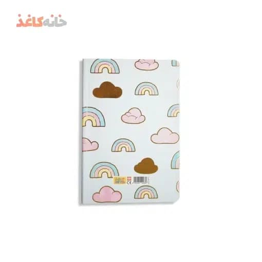 دفتر50برگ ته چسب پاستلی طلاکوب سویل طرح استیکر ابر و رنگین کمون — تصویر ۳