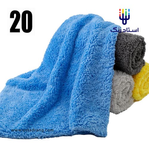 بسته 20 عددی حوله (دستمال) مایکروفایبر بدون لبه سوپر نرم ROTAL DETAIL سایز 40*40 400gsm Multi suffering Towel Ultra Soft