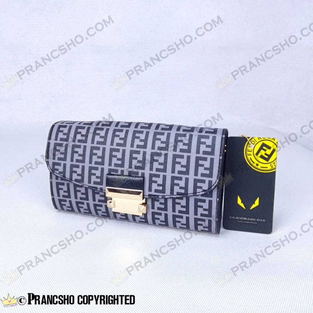 کیف پول پاسپورتی فندی FENDI رنگ طوسی