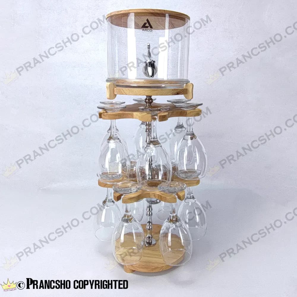 کلمن بار شیشه ای 12 نفره با گیلاس (جام) و شات — تصویر ۳