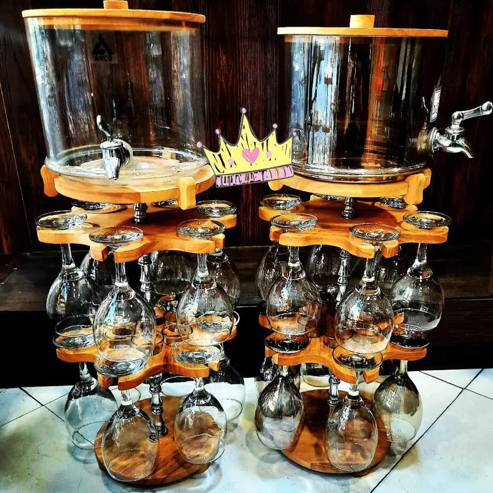 کلمن بار شیشه ای 12 نفره با گیلاس (جام) و شات — تصویر ۸