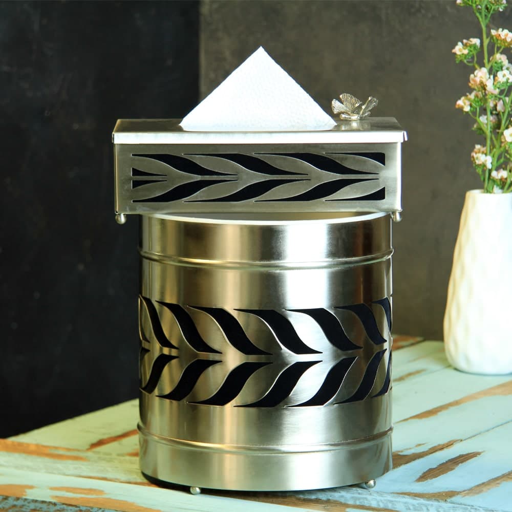 ست سطل و جای دستمال کاغذی نیکل سالینو مدل برگ زیتون کدN-551