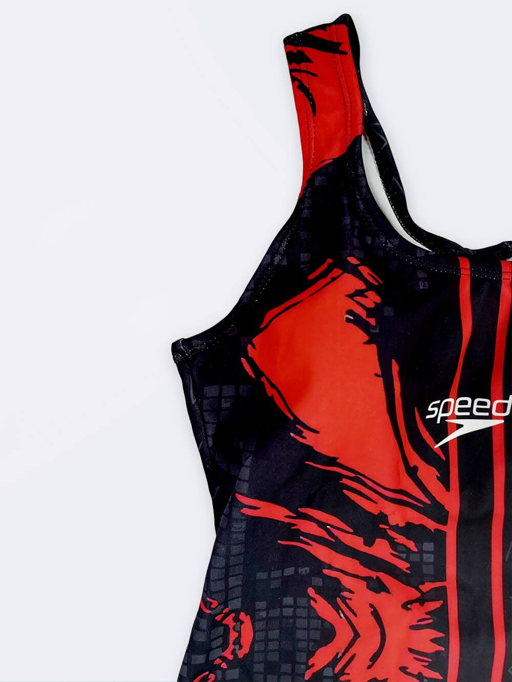مایو اسلیپ زنانه مدل پشت قهرمانی کاپدار مشکی و قرمز اسپیدو ( Speedo ) استخری — تصویر ۶